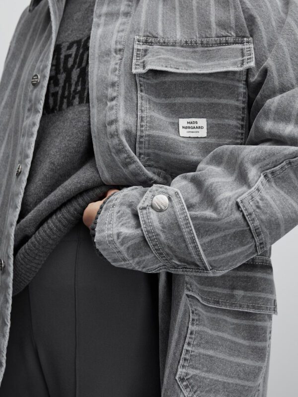 Grey stripe denim johnny jacket - Image 2