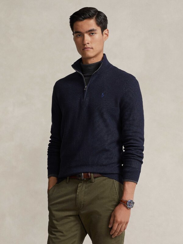 Knit Cotton Zip Sweater 710932304