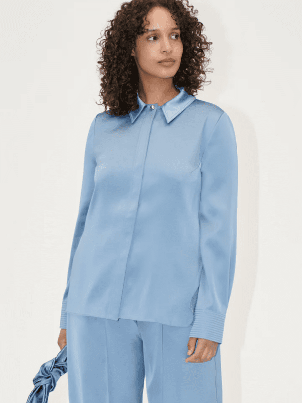 Collared Fitted Shirt, 2261 Satin