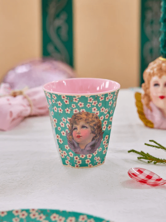 Melamine Cup with Angel Print - Green