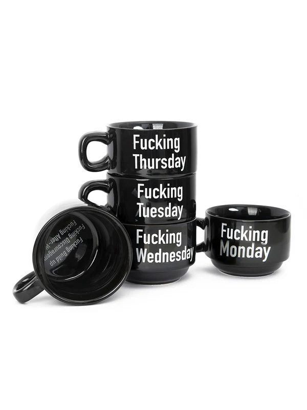 Set 5 tazas "Fucking Week" Ingles