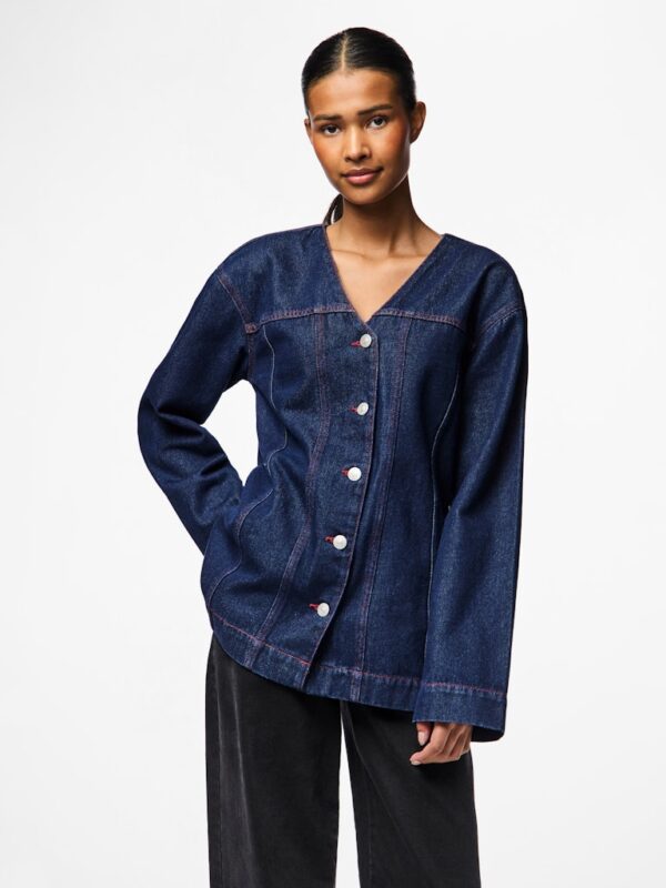 PCDEMI LS V-NECK FITTED DENIM SHIRT D2D