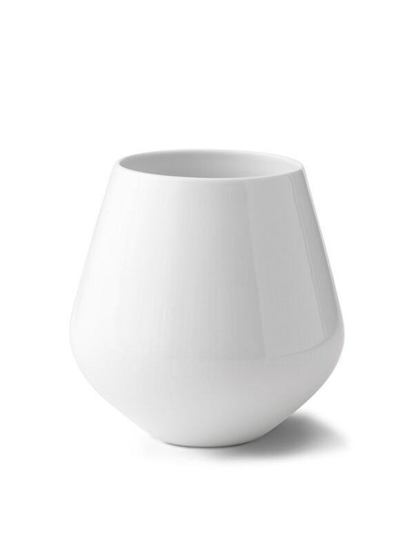 Hvid Riflet Vase, stor 20,5 cm