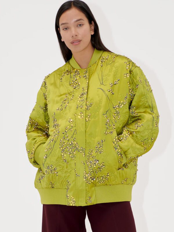 2352, Covered Placket Voluminous Bomber
