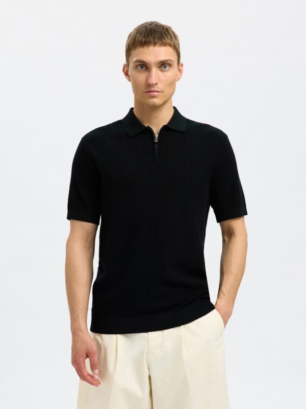 SLHCran SS Knit Structure Half Zip Polo