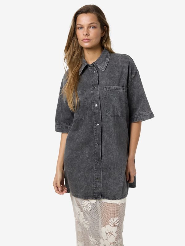 NMOREGON S/S DENIM ACID SHIRT DRESS BL