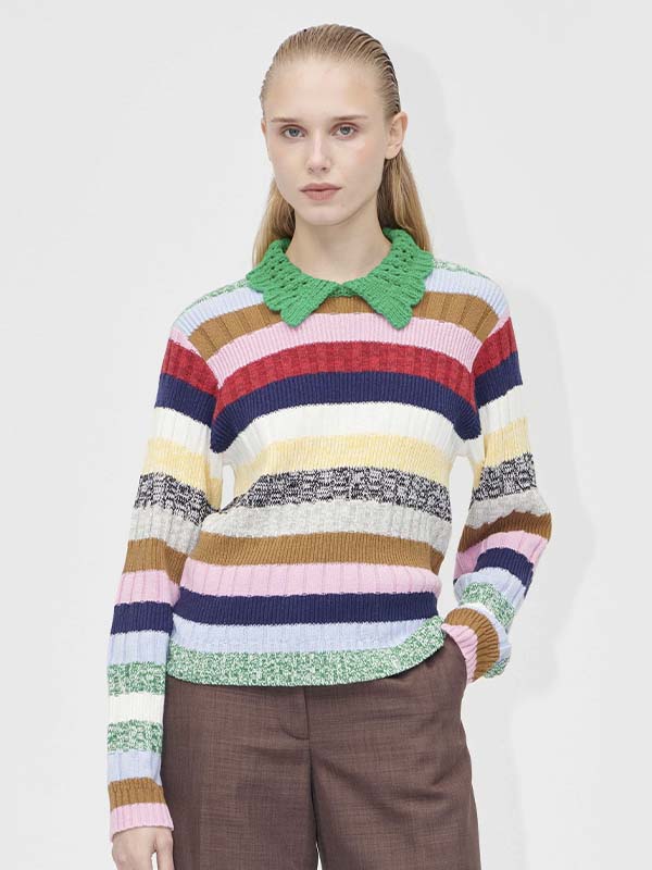 2386 Cotton Mix / Crochet Cotton, Mix Stripe Polo
