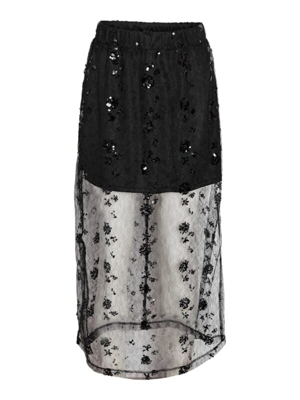 NMZIGGA N/W MESH SEQUIN MIDI SKIRT