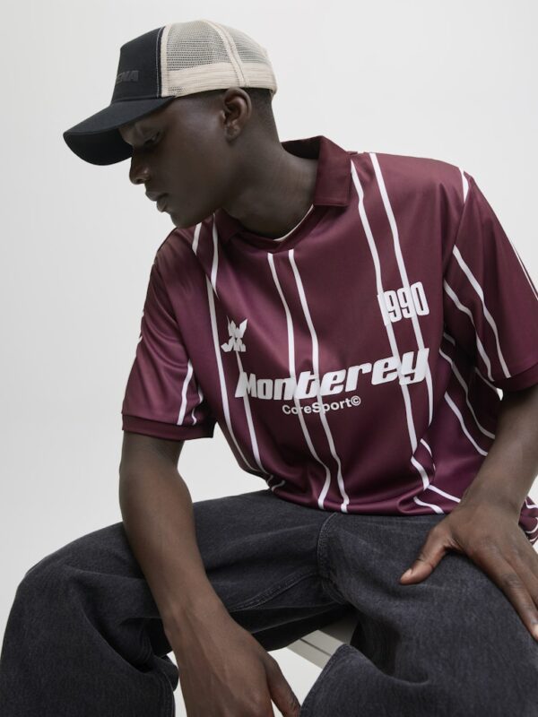 JCOSIGNAL STRIPE MESH V-NECK COLLAR SS