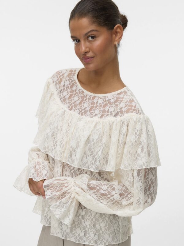 VMLOULOU LS FLOUNCE LACE TOP WVN