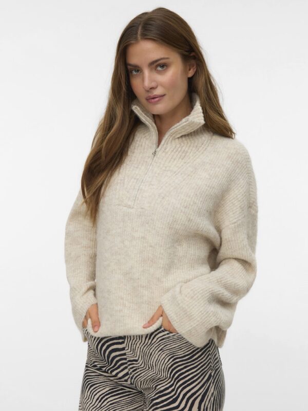 AWTESSA LS HIGH NECK ZIP KNIT