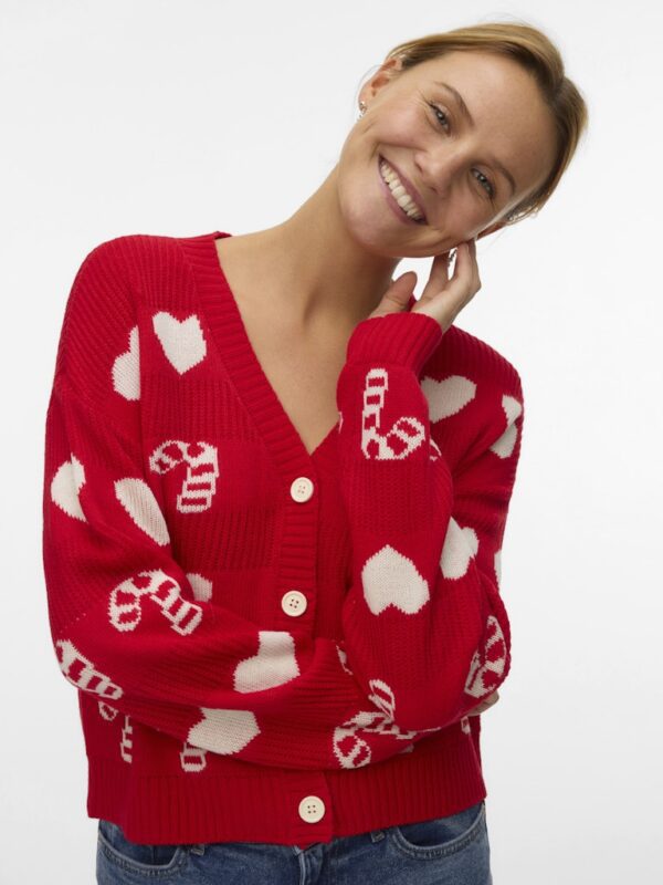 VMCANDYHEARTS LS V-NECK CARDGAN XMAS