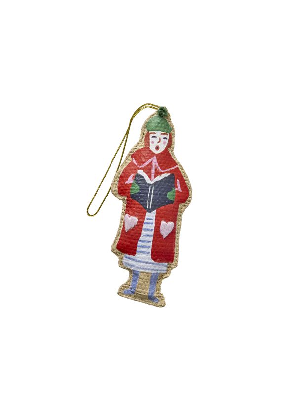 Raffia Christmas Ornament-Singing Lady
