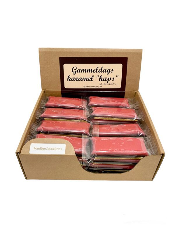 karamel haps 50 g hindbær/saltlakrids