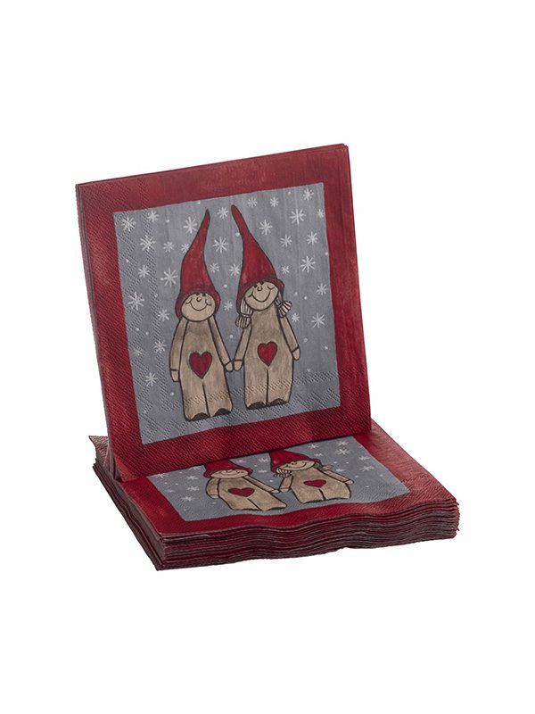 Paper napkins Peek-a-boo Santa, red 20pcs