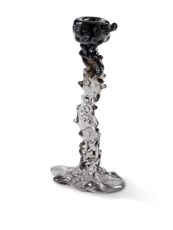 Drip candle holder glass black L