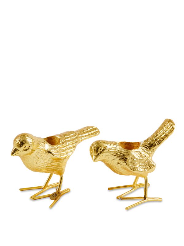 Candle holder flock of birds gold set 2