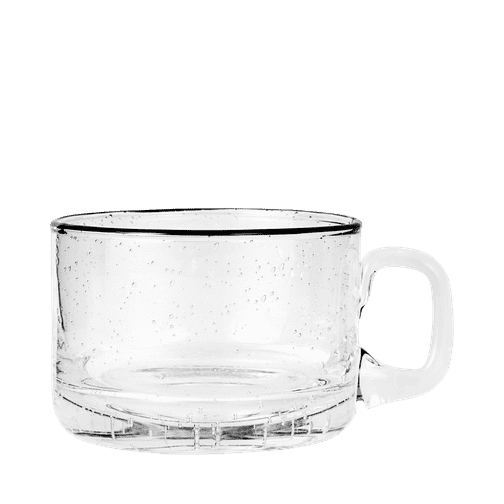 SR Bubble Glass Black Rim, Bowl with handle