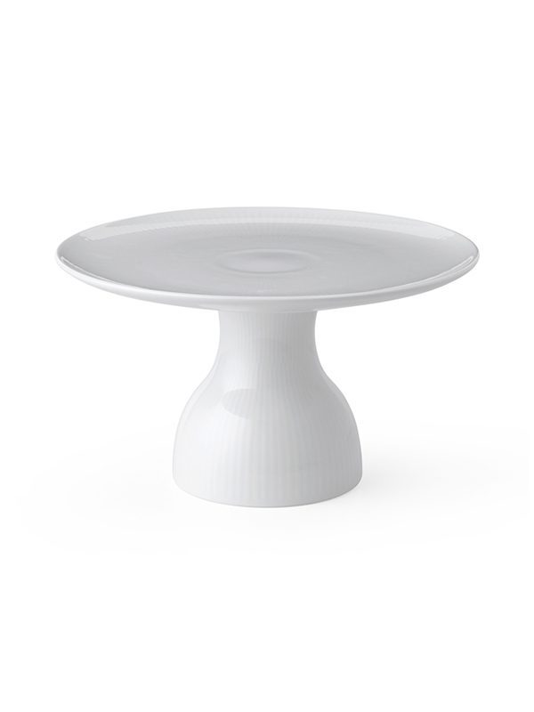 Hvid Riflet Fad på Fod 20 cm