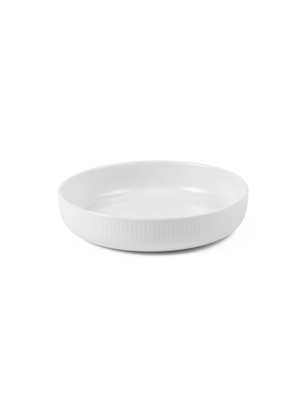 Hvid Riflet Ovnfast Fad 18,5 cm