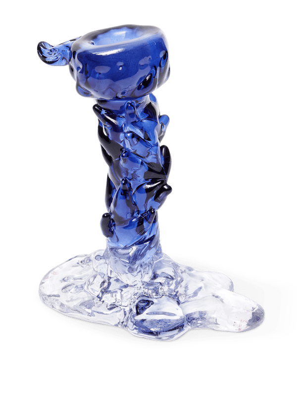Drip candle holder glass dark blue S