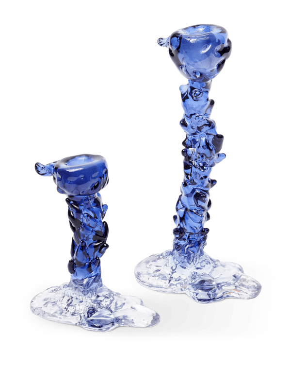 Drip candle holder glass dark blue S - Image 3