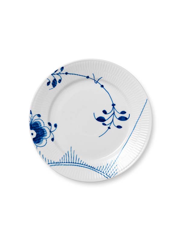 Blå Mega Riflet Tallerken, dekoration 2, 22 cm
