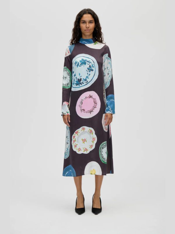 Dry Viscose, Long Sleeve Midi Dress