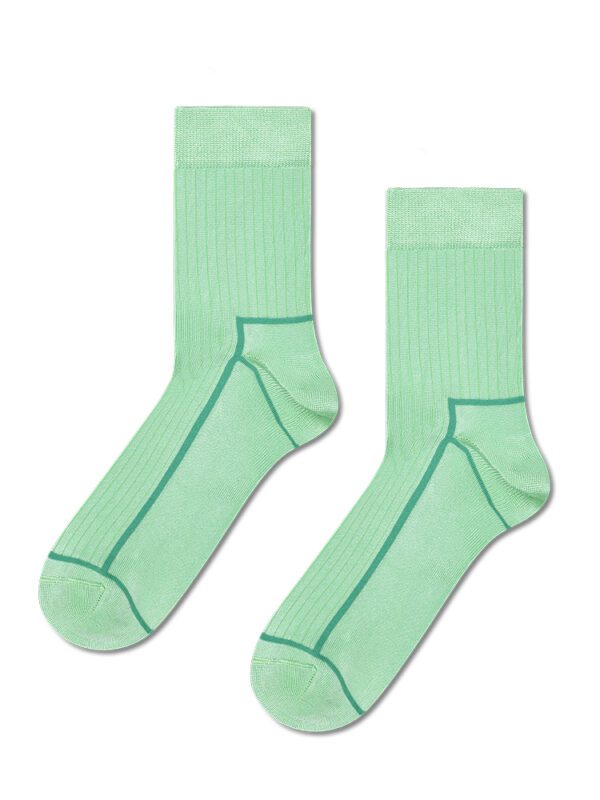 Contrast Stripe Short Crew Sock 36-40