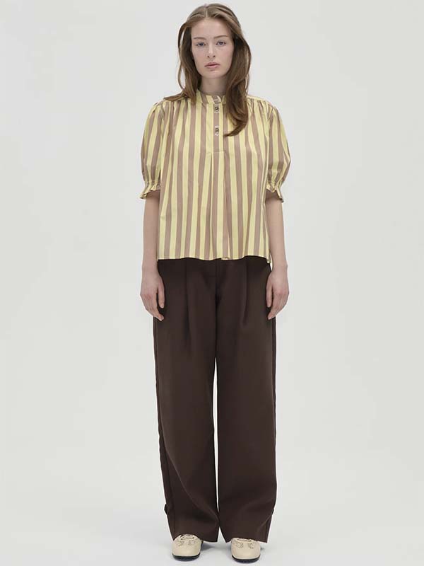 Soft Striped Embroidery, Smocked Gathered