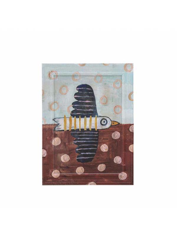 Brett birdy Illustration w/ Frame, Multi, Firwood
