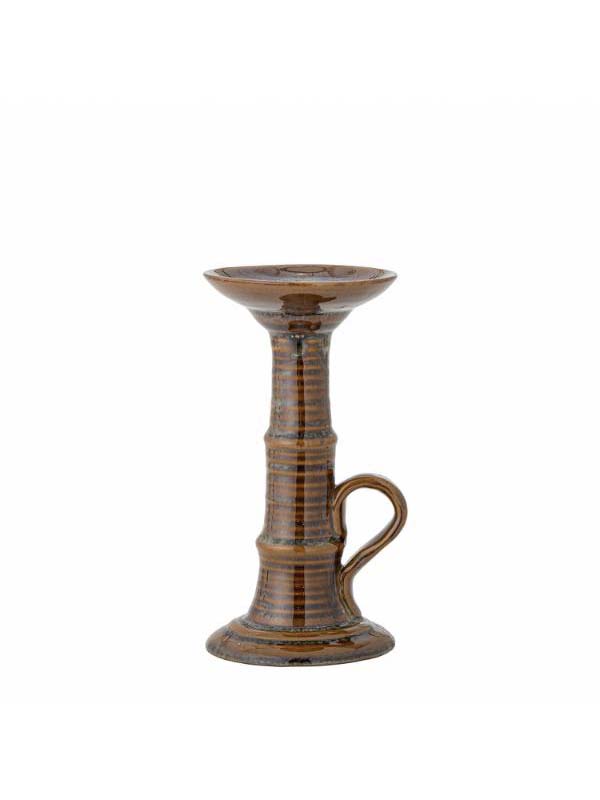 Rigby Candle Holder, Brown, Stoneware - Ø9,5xH18 cm