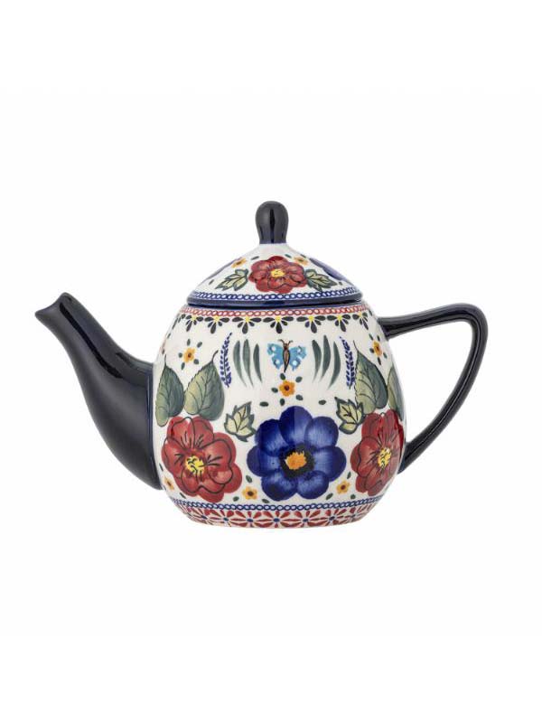 Florist Teapot w/Teastrainer, Multi, Stoneware