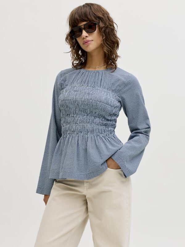 JXLINA SEERSUCKER LS SMOCK BLOUSE WVN