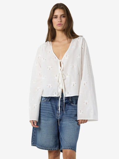 NMASHLEY L/S TIE V-NECK SHIRT WVN