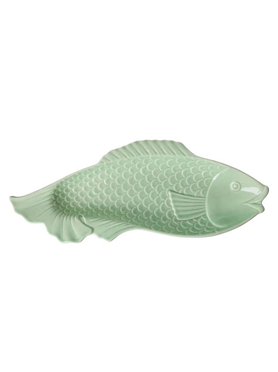 Ceramic Serving Dish in Fish Shape - Apple Green