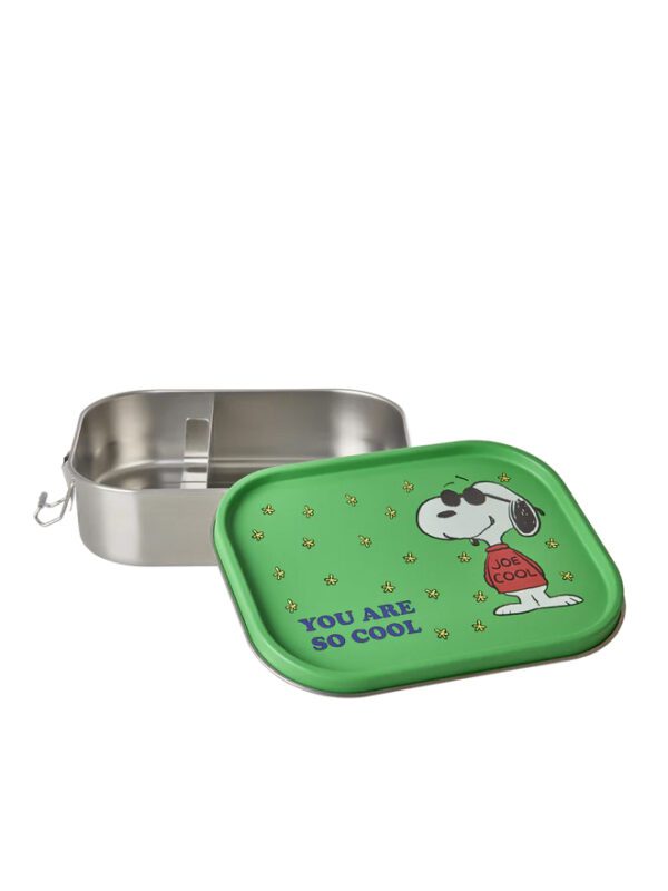 Stainless Steel Lunchbox with Moveable Divider and Green Snoopy Print - Large - 1400 ml